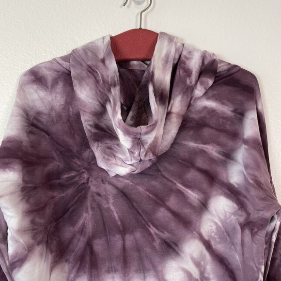 Rue 21 Cropped Tie Dye Jodie Hooded Sweatshirt Purple White Medium - Picture 7 of 13